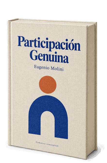 Imagen generada con IA: edición encuadernada de Participación Genuina con una cubierta conceptual